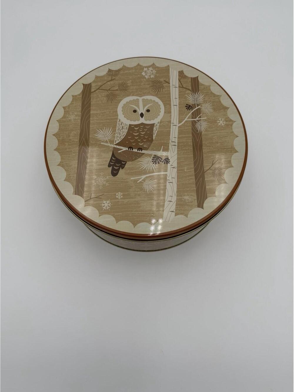 Joann Fabrics Retired Round Owl Tin Excellent Condition Pre-owned